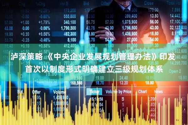 泸深策略 《中央企业发展规划管理办法》印发 首次以制度形式明确建立三级规划体系